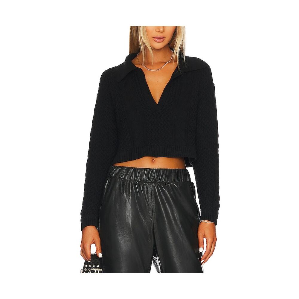 L'Academie Cableknit Black Miles Pullover Size XXS Sweater